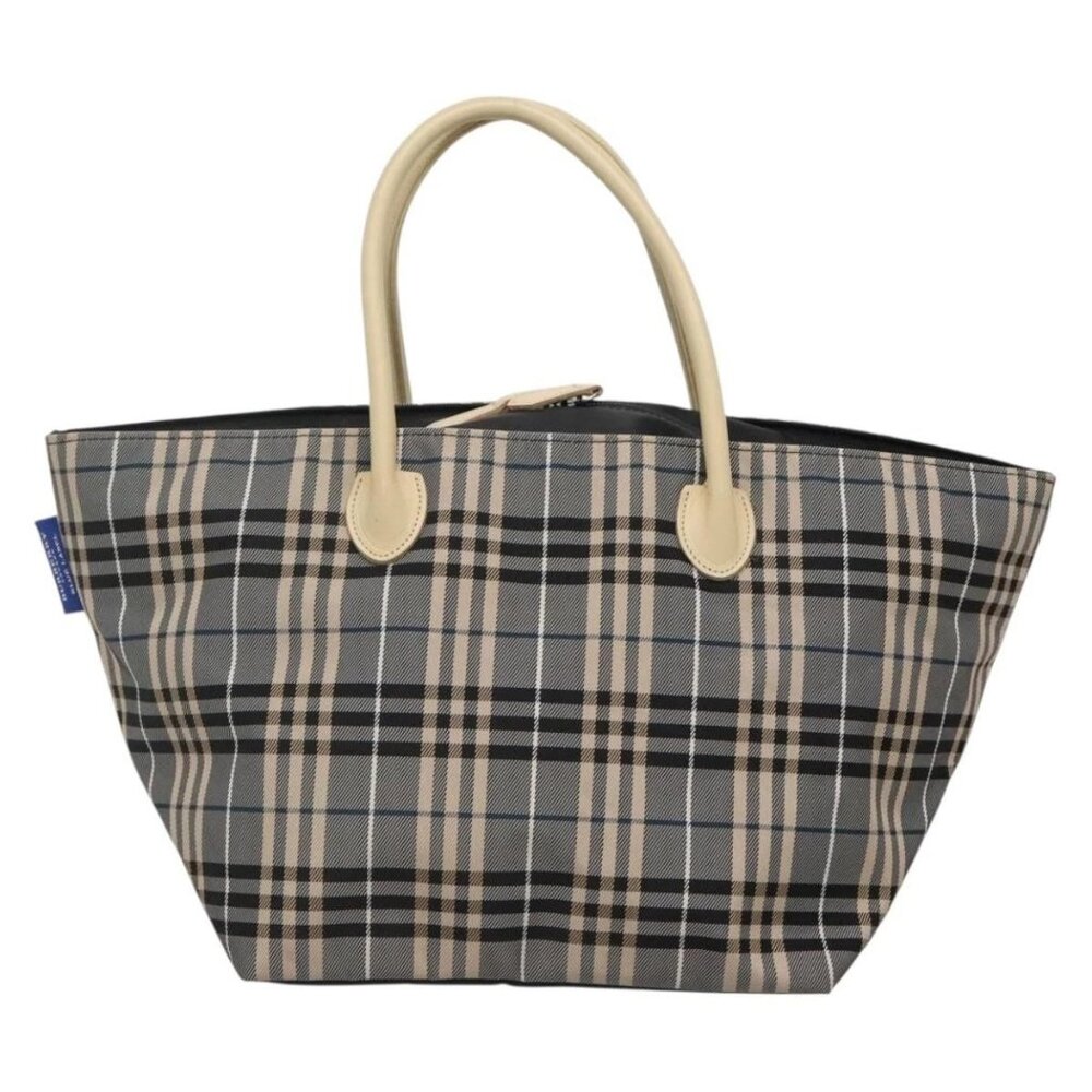 BURBERRY Blue Label Nova Check Tote Bag Nylon Gray Auth ti3408 - Picture 3 of 16